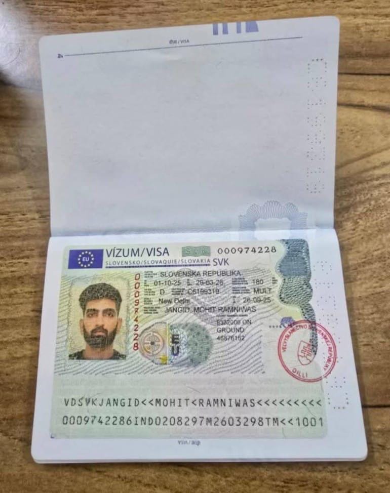 Slovakia National D Employment Visa - Mohit Ramniwas Jangid