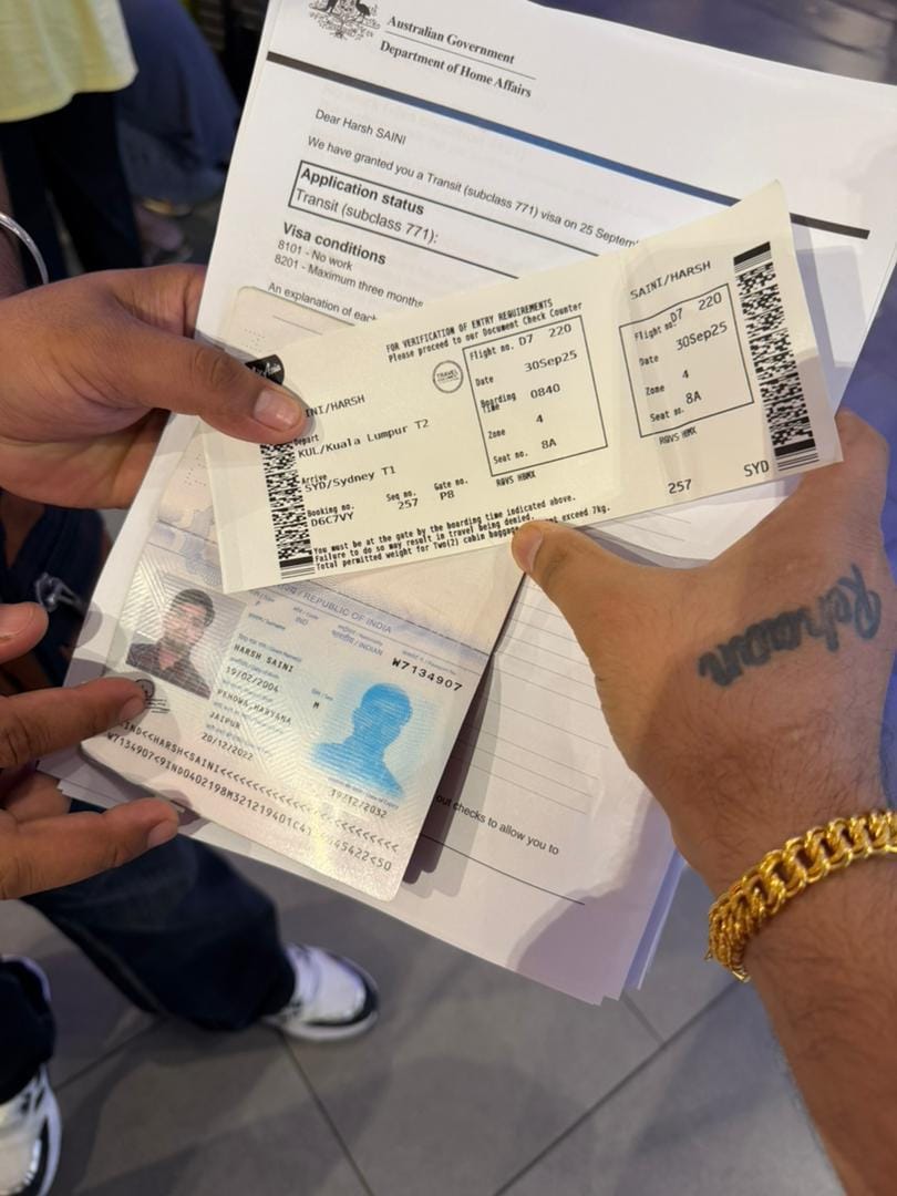 Australian Transit Grant & Flight to Sydney - Harsh Saini